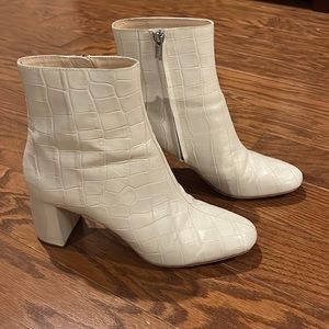 Loeffler Randall off white croc embossed booties size 6